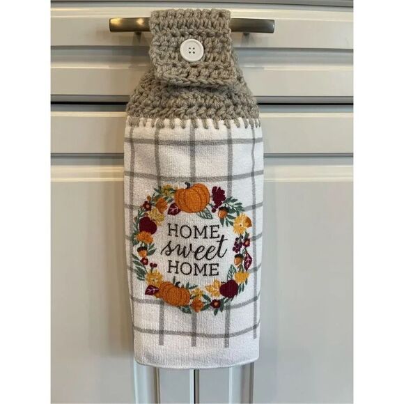 Crochet Top Kitchen Towel- Home Sweet Home - Picture 1 of 2